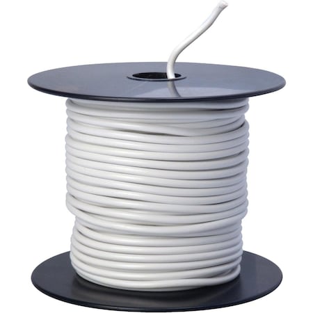 Road Power Primary Wire, Copper, 14 AWG, 1C, White, Stranded, 100 ft. 55669023